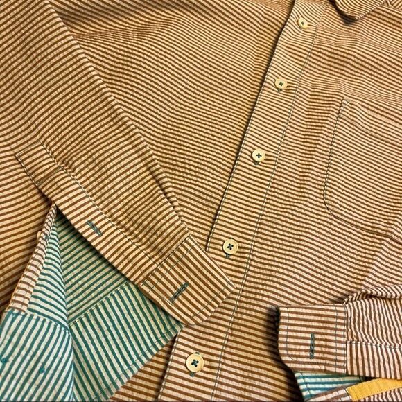 The Territory Ahead Men’s Brown Blue Stripe Button Up Shirt Size XL - Picture 5 of 9